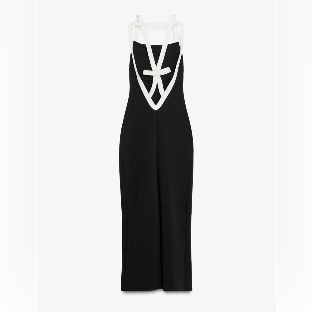 Zara CONTRAST STRETCH HALTER DRESS - Picture 5 of 7